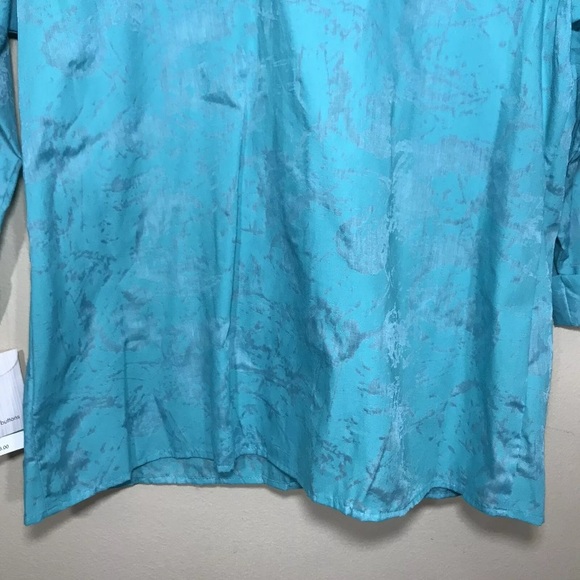 ⚡️SOLD⚡️Breckenridge Blouse Button Down Shirt Top Aqua Teal Cotton 3/4 Sleeve - Picture 6 of 12